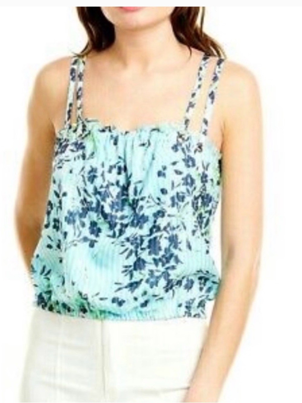 Ramy Brook Siena Mint Blue Floral Double-Strap Camisole